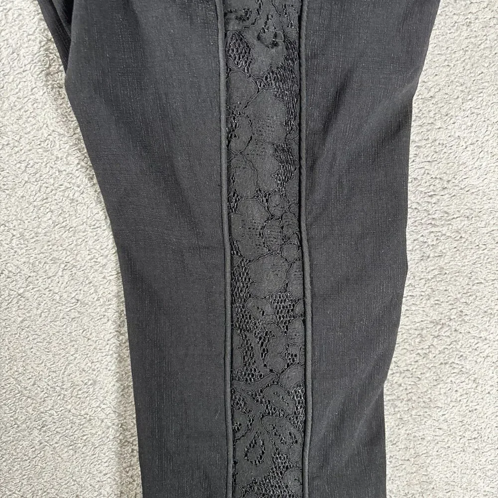 Zac Zac‎ Posen Pants Women's Size 8 Black Straight Leg Lace Sides Goth